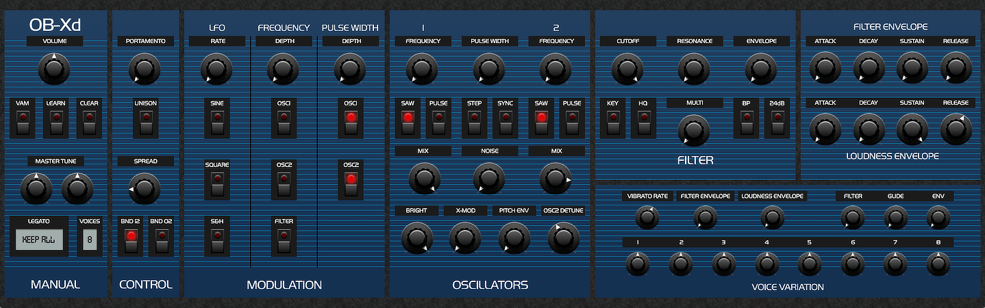 GitHub - reales/OB-Xd: Virtual Analog Oberheim based synthesizer.